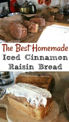 the best homemade iced cinnamon raisin bread is made with fresh ingredients and ready to be eaten