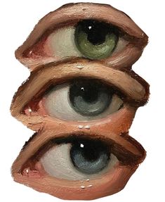 three different colored eyes are shown in this drawing