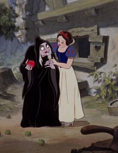 snow white and the witch from disney's animated movie