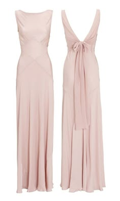 two dresses that are pink and one has a bow at the back