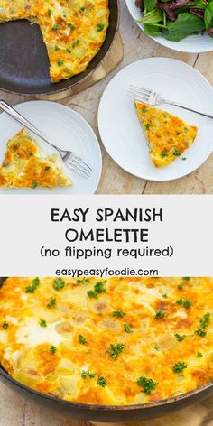 an easy spanish omelette with no flipping required is ready to be eaten in less than 30 minutes