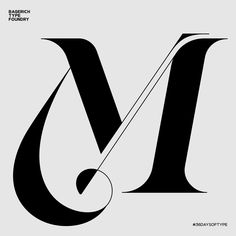 the letter m is made up of black and white letters, with an arrow in the middle