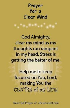 a prayer with the words pray for a clear mind