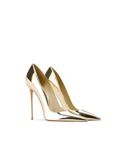 Shown Color: Gold; Occasion: Evening Party; Material: Leather; In stock or not: Shipping in 24 hours; Season: Fall, Spring, Summer; Heel Height Range: High Heels; Heel Type: Stiletto Heels; Select Heel Height: 10 cm; Shoes Type: Pumps; Shown Heel Height: 10 cm / 4 inch; Toe: Pointed Toe; Trend Collections: Sexy; Years: 2024; 4 Inches Heels, Pretty Shoes For Women, High Heel Aesthetic, Luxury High Heels, Classy Heels, Gold Stilettos, Gold High Heels, Shoes Heels Classy, Pointed Pumps