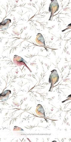 watercolor painting of birds sitting on branches