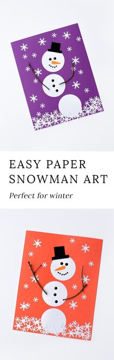 an easy paper snowman art project for kids