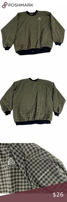 Jack Nicklaus Pullover Golf Jacket Mens 2XL Beige Black Plaid Crew Neck Nylon Golf Jacket, Jack Nicklaus, Golf Jackets, Men's Pullover, Fall Plaid, Beige And Black, Pullover Men, Black Plaid, Golf Course