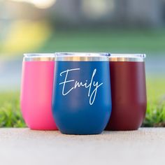 Sip your favorite wine in style with our stainless steel wine tumbler. It's perfect for keeping your drink at the right temperature!  -Durable Steel: Strong and long-lasting. -Temperature Control: Keeps wine hot or cold. -Sleek Design: Modern and stylish look. -Easy to Clean: Dishwasher safe.  Enjoy your wine wherever you are with this handy, elegant tumbler! Personalized Wine Tumbler, Wine Cups, Custom Wine, Personalized Wine, Wine Tumblers, Bridesmaid Gifts, Party Favors, Halloween Shopping, Tumbler