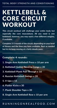 the kettlebell and core circuit workout poster