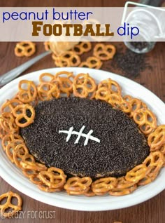 chocolate covered pretzels and cookies decorated like footballs