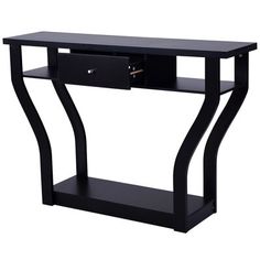 This console table is both beautiful and practical. Combined with modernity and classicism, it will be a home decor element. There is large space for storage and displaying as it has a drawer and an open shelf. Color: Black | Red Barrel Studio® Miniyah 47" Console Table Wood in Black | 32 H x 47 W x 12 D in | Wayfair Sofa Entryway, Console Table Modern, Black Console Table, Hall Furniture, Hall Console Table, Hallway Console, Console Table With Drawers, Multipurpose Furniture, Table Console