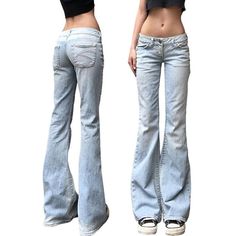 Lowrise Y2k Jeans, Low Rise Light Blue Jeans, Loose Flare Jeans, Flare Light Jeans Outfit, G Rise Jeans, Flared Jeans 2000s, Flare Jeans Light Wash, Low Flare Jeans, Lowrise Flare Jeans