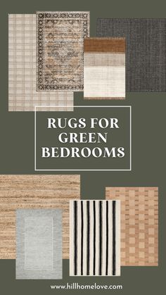 rugs for green bedroom with text overlay that reads rugs for green rooms