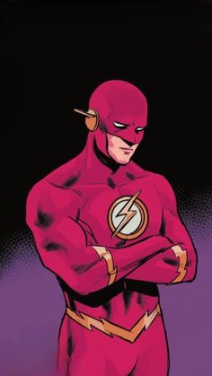 the flash standing with his arms crossed