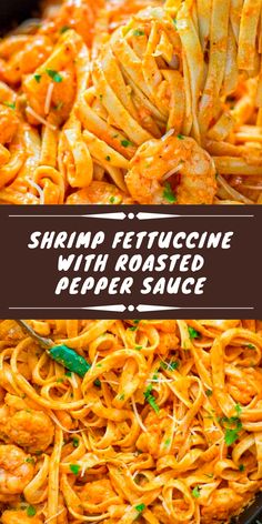 shrimp fettuccine with roasted pepper sauce