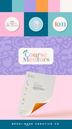 the course mentors logo is shown on top of a colorful background with different colors and shapes