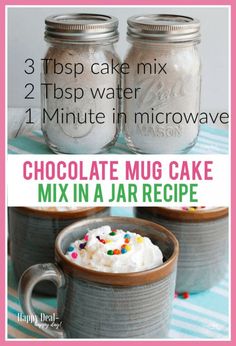 two mugs filled with whipped cream and sprinkles