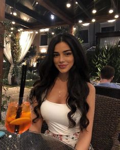 A Drink, Beautiful Woman, Dark Hair, Aesthetic Girl, Hair Looks, Beautiful Hair, Pretty People