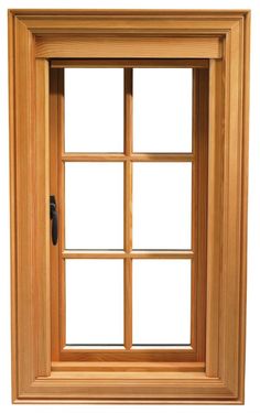 an open wooden window on a white background