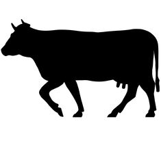 a black and white silhouette of a cow