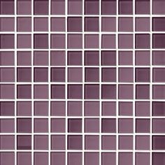 a purple and white tiled wall with squares