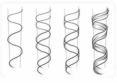 four different types of spirals are shown in this drawing lesson, which shows how to draw