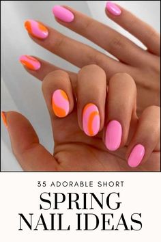 Cute Nail Designs For Short Nails Spring, Short Nails Ideas Colorful, Fun Gel Nail Designs, Fun Pastel Nails, Spring Nail Art 2024 Short, Short Nail Art Designs Summer, Fun Spring Nails Design 2024, Spring Nails 2024 Short, Two Color Nails Ideas