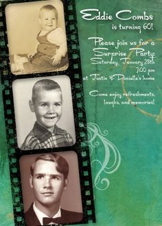 an old fashioned movie frame with two young boys on it's front and back sides