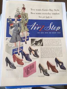 an advertisement for ann step shoes from the 1950's