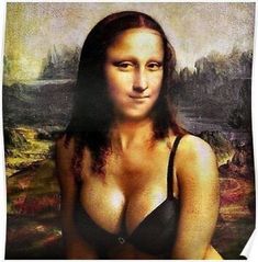 a painting of a woman with very large breast