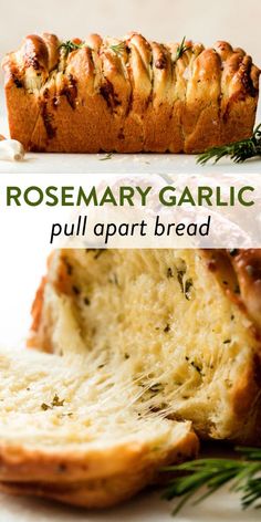 rosemary garlic pull apart bread on a cutting board