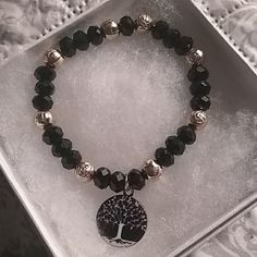 A Beautiful Bracelet With The Meaning Of The Tree Of Life And How It's Connected To The Mother Earth .. This Bracelet Is New,Never Been Worn Can Be Worn Everyday Or Give As A Gift ..One Size Fits All.. Comes In A Gift Box.. Spiritual Black Crystal Bracelet As A Gift, Spiritual Black Crystal Bracelet Gift, Spiritual Tree Of Life Jewelry For Gifts, Spiritual Hand-strung Black Bracelets, Tree Of Life Bracelet, Black Tree, Diy Bracelet Designs, Tree Of Life, Diy Bracelets