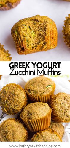 greek yogurt zucchini muffins are an easy, healthy snack