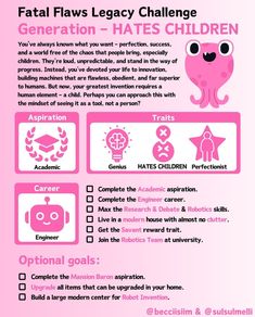 a pink poster with instructions on how to use the falafs legy challenge