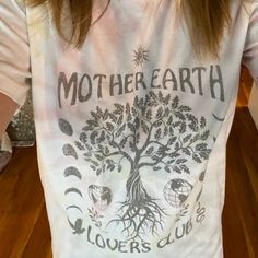 Pastel Tie Dye Tee Shirt With “Mother Earth Lovers Club” Tree, Globe, Moons, Sun, Roots, Snake, Bird, Leaves Graphic Design On Front Size: Small Brand: Desert Dreamer Condition: Brand New With Tags Leaves Graphic Design, Tie Dye Graphic Tee, Desert Dreamer, Pastel Tie Dye, Girls Graphic Tee, Earth Lover, Mother Earth, Pink Yellow, The Dreamers