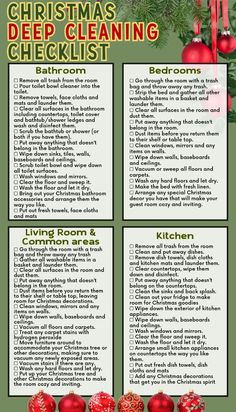 christmas cleaning checklist with ornaments and decorations