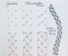 the diagram shows how to draw an intricate knot in two different directions, with instructions on each side