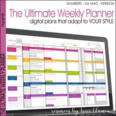 the ultimate weekly planner is displayed on a computer screen, with text overlaying it