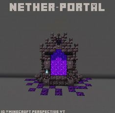 an image of a purple portal with the words nether - portal on it's side