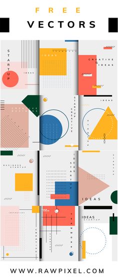 an abstract poster with different colors and shapes