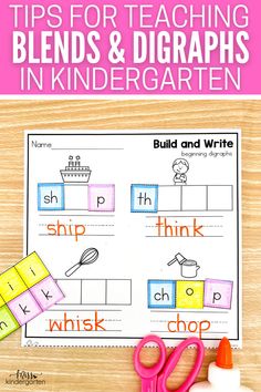 the worksheet for teaching blends and diggraphs in kindergarten