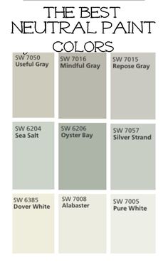 the best neutral paint colors for interior walls and floors with text overlaying them