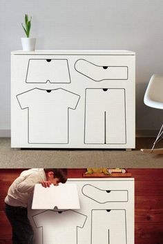 AWESOME!!!! Drawers that are shaped like the clothing item you put in them!!!!! NEED!!! Cnc Furniture, Creative Furniture, Childrens Furniture, Design Case, Cool Furniture, Kids Design, Wood Furniture, Wood Projects