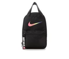 Nike JDI Shine Lunch Bag in Black/Rainbow Nike School Bag With Adjustable Strap, Nike Shoulder School Bag, Nike Shoulder Bag For School, Nike Casual Rectangular Bags, Trendy Nike Travel Bag, Casual Nike Rectangular Bags, Nike Rectangular Shoulder Bag For Travel, Nike Shoulder Bag For Daily Use, Nike Crossbody Travel Bag