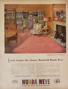 an old ad for winda weve with a woman in the living room