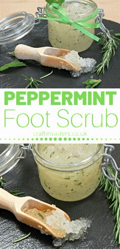 How to Make Fantastic Home-made Peppermint Foot Scrub Diy Foot Scrub Recipes, Foot Scrub Recipe, Homemade Foot Scrub, Peppermint Foot Scrub, Diy Sugar Scrub Recipe, Salt Scrubs, Sugar Scrub Homemade