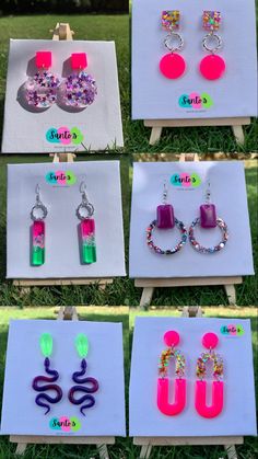 the different earrings are displayed on eases