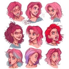 the different stages of hair and facial expressions