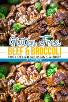 the beef and broccoli dish is ready to be eaten with text overlay