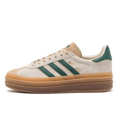 Adidas Gazelle Bold Magic Beige Collegiate Green - ID7056 | Limited Resell Green Adidas Gazelle, Adidas Bold, Nike Vomero, Green Magic, Green Adidas, Dunks Nike